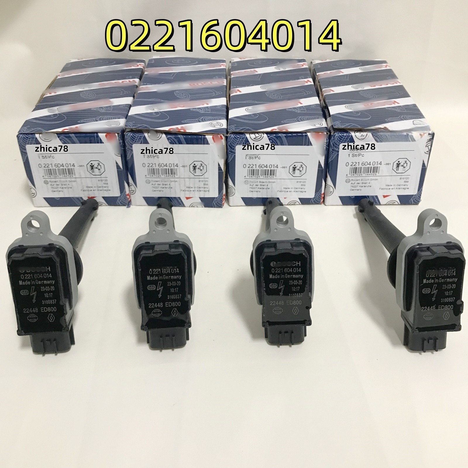 4Pcs 0221604014 Ignition Coil For Nissan Sentra Sedan 2.0L L4 Bosch 2007-2012