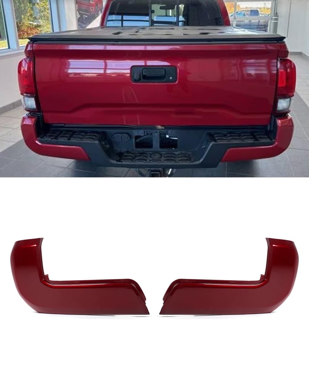 Set Barcelona Red Rear Bumper End Cap for 2016-2023 Toyota Tacoma ABS Plastic Le