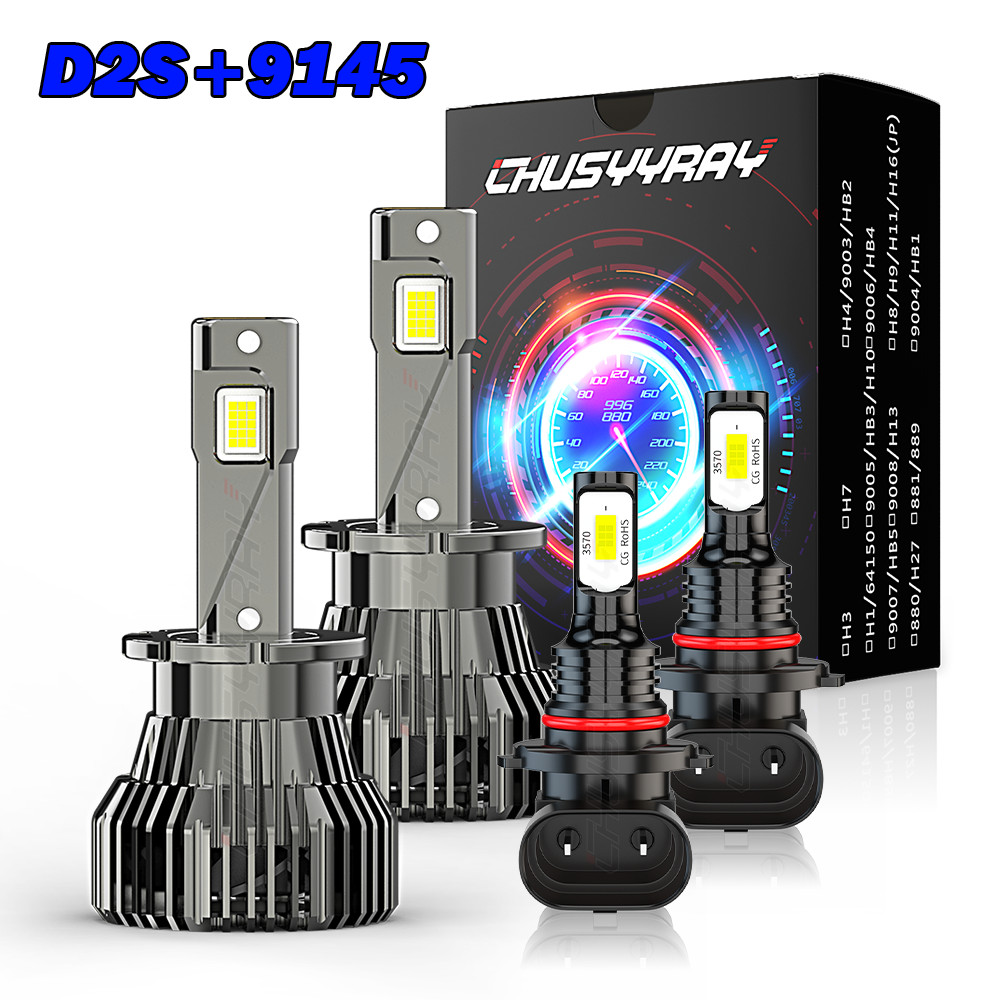For Lexus IS300 2001-2002 D2S LED Headlight Low Beam+9006 Fog Light Bulbs
