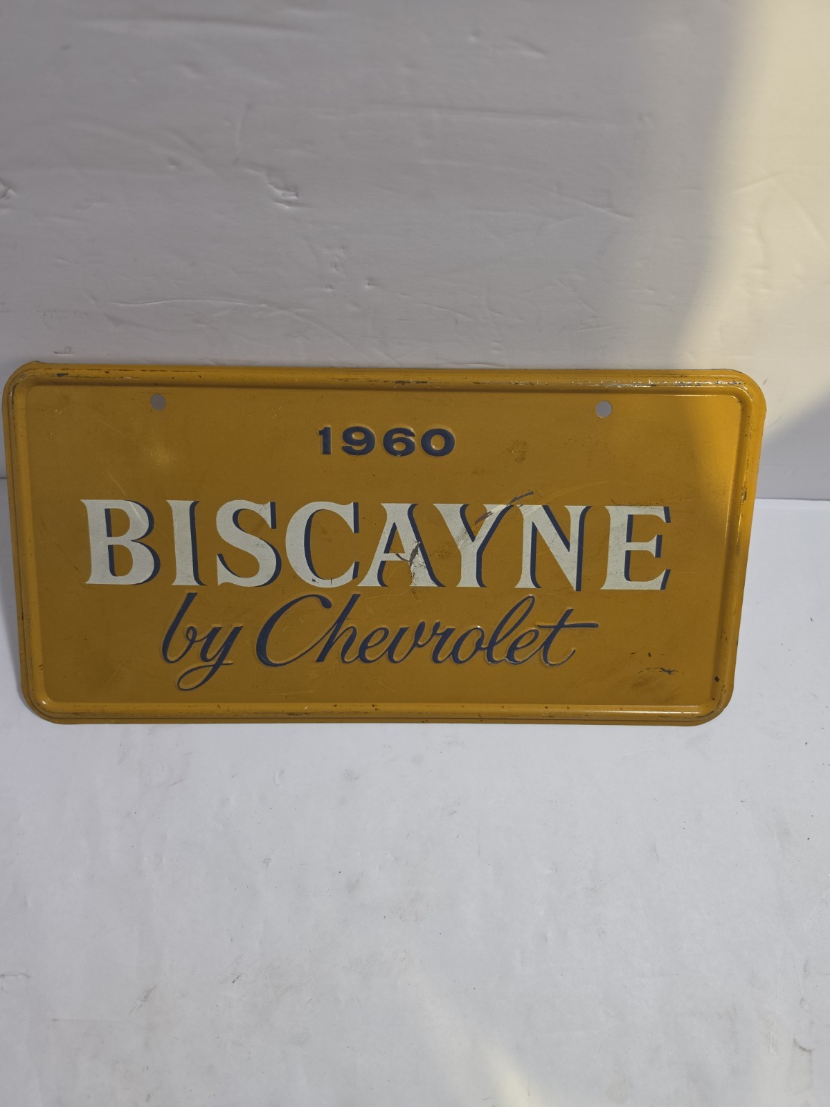 Vintage 1960 BISCAYNE By Chevrolet Showroom Plate Very Rare