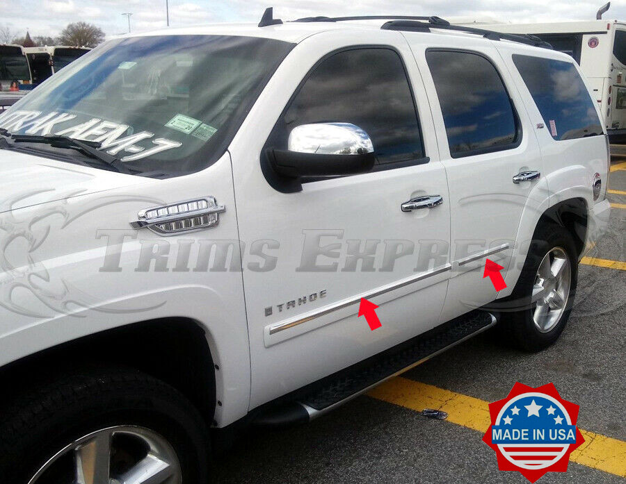2007-2009 Chevy Tahoe 4Pc Chrome Body Side Molding Trim Overlay Top 1\