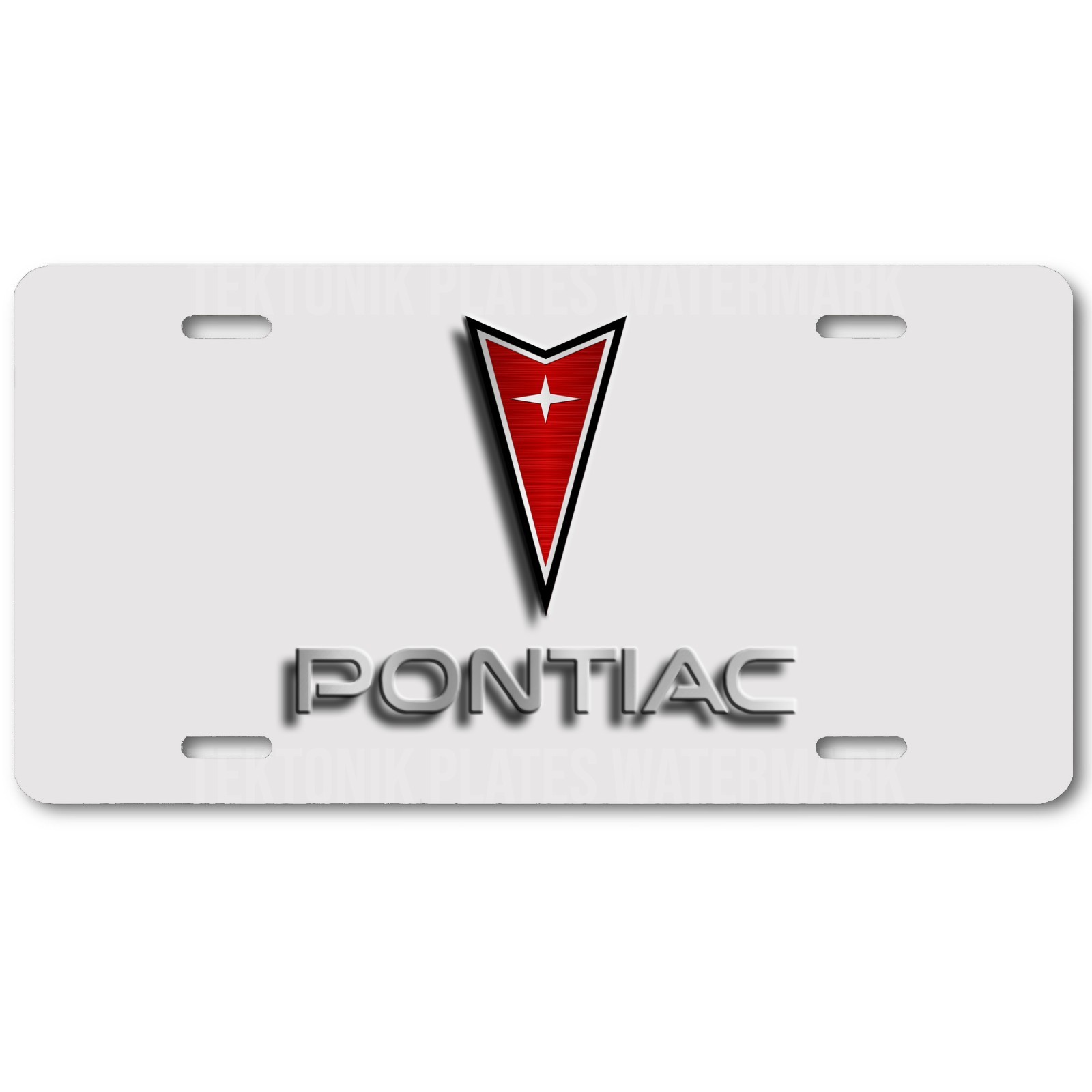 Pontiac Logo Novelty License Plate/Tag-Red/Gray/Off-White Image on FLAT Aluminum