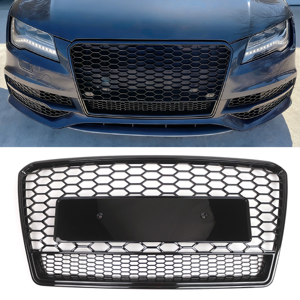 Honeycomb Sport Mesh RS7 Style Hex Grille Grill Black For 2012-215 Audi A7 S7