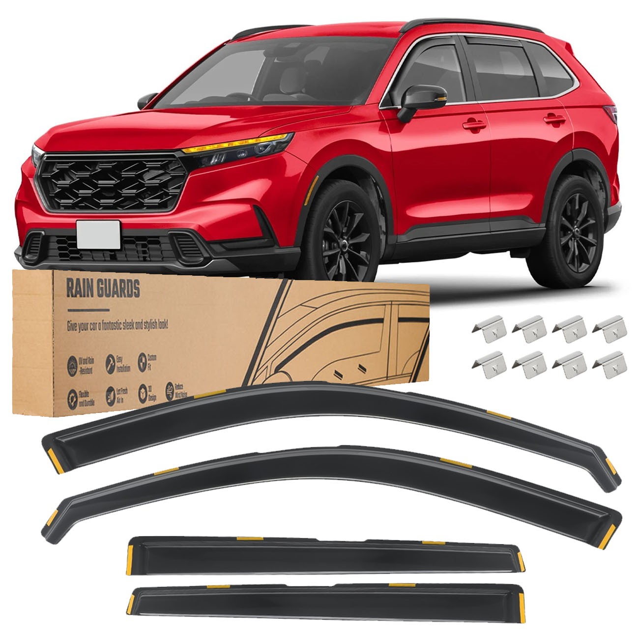 For Honda CR-V 2023-2026 In-Channel Acrylic Winodw Vent Visors Shade Rain 4PCS For Honda CR-V 2023-2026 In-Channel Acrylic Winodw Vent Visors Shade Rain 4PCS