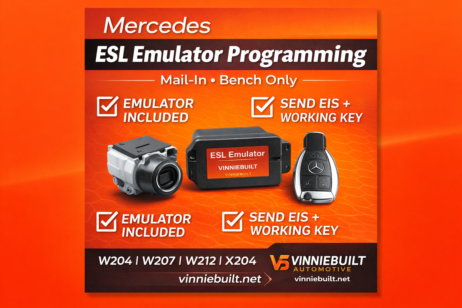 Mercedes C250 C300 C350 ESL Emulator Included Programming Service Mail-In