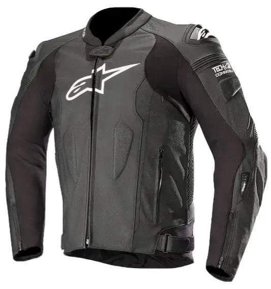 Alphinstars black Motorcycle racing leather Jacket ~ Full black Alphinstars black Motorcycle racing leather Jacket ~ Full black