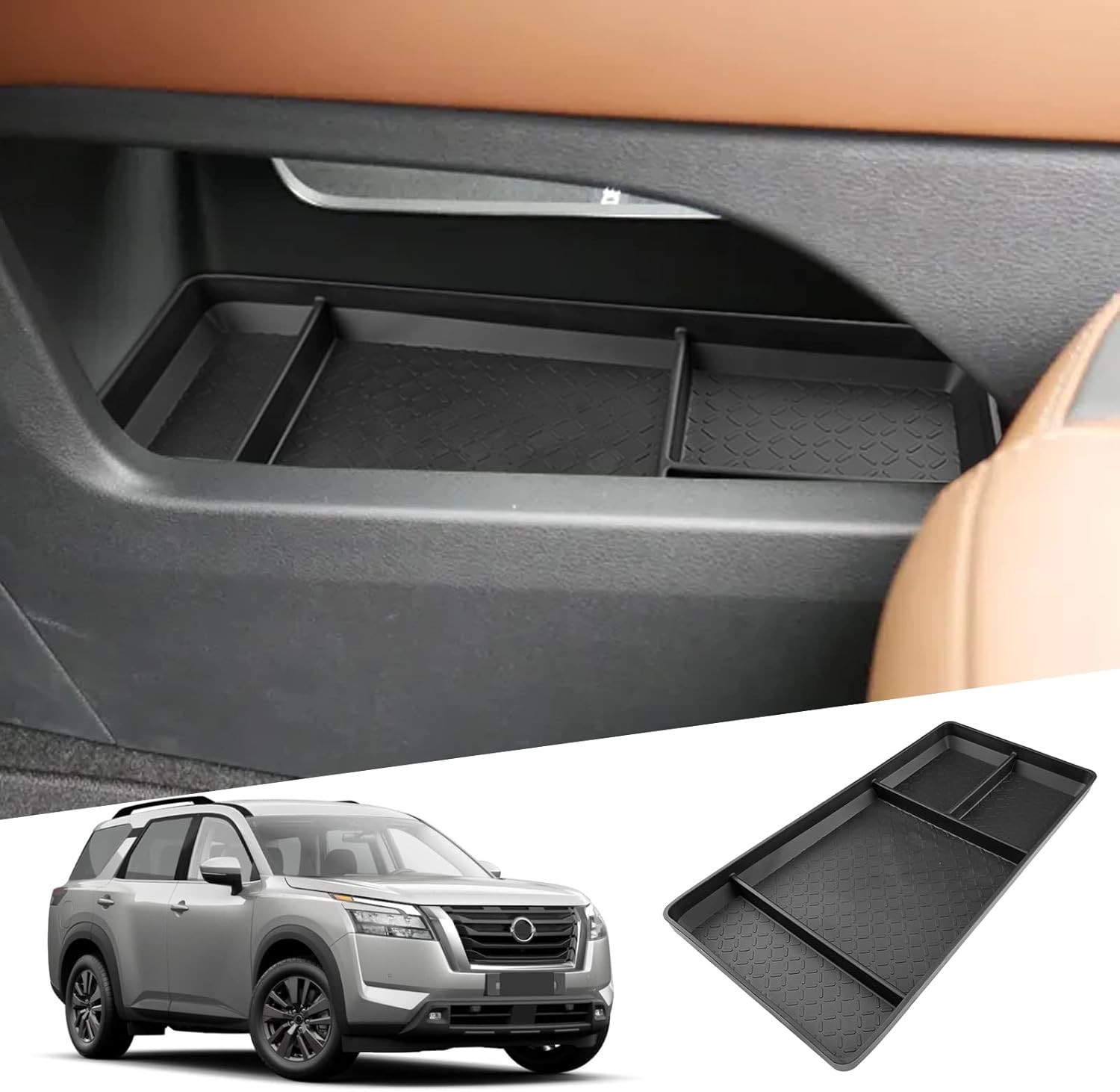 For 2022-2026 Nissan Pathfinder Lower Organizer Tray Armrest Insert Storage Box