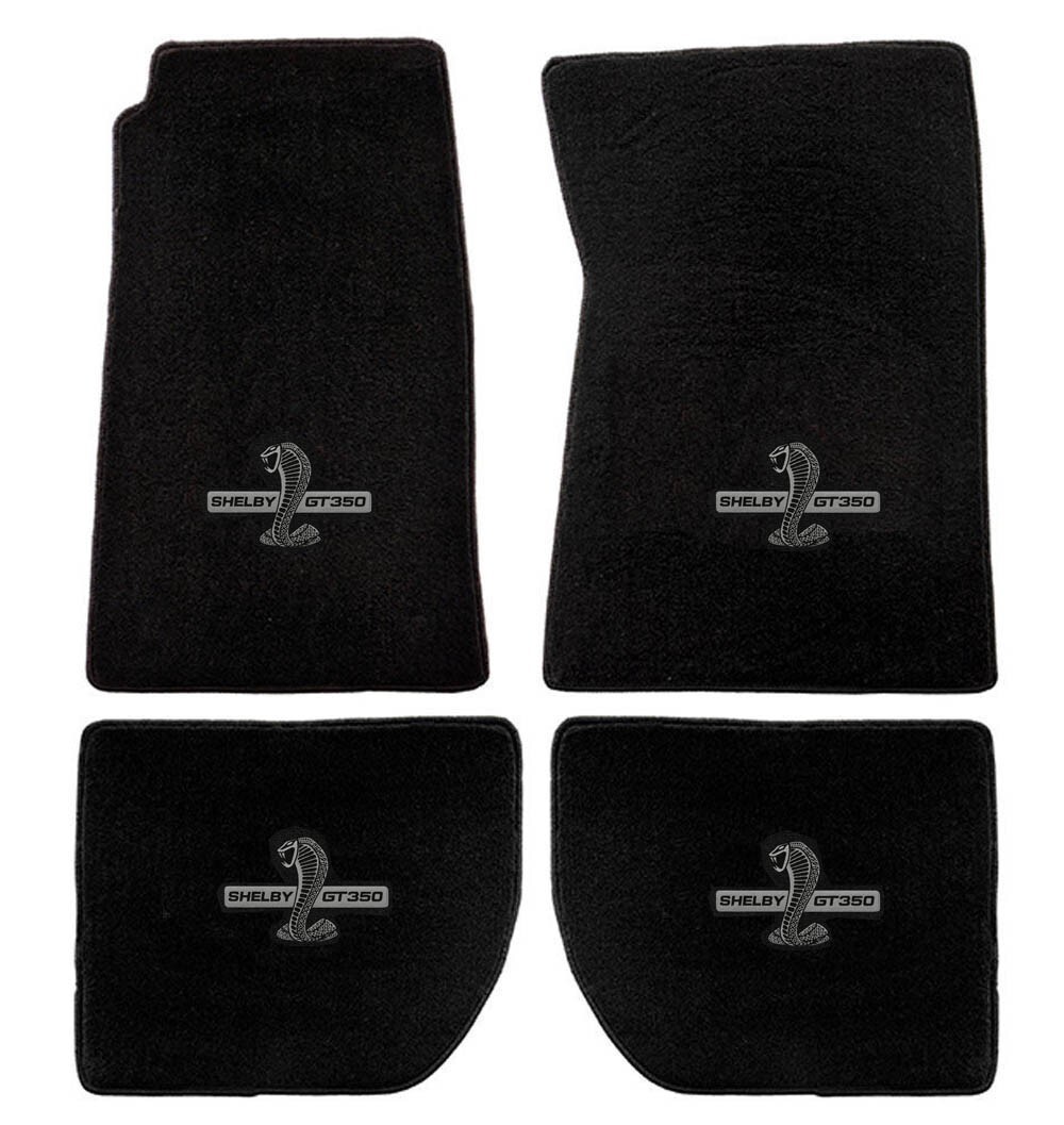 NEW 1965 - 1973 Mustang Floor Mat Black Shelby GT350 Embroidered Logo on All 4
