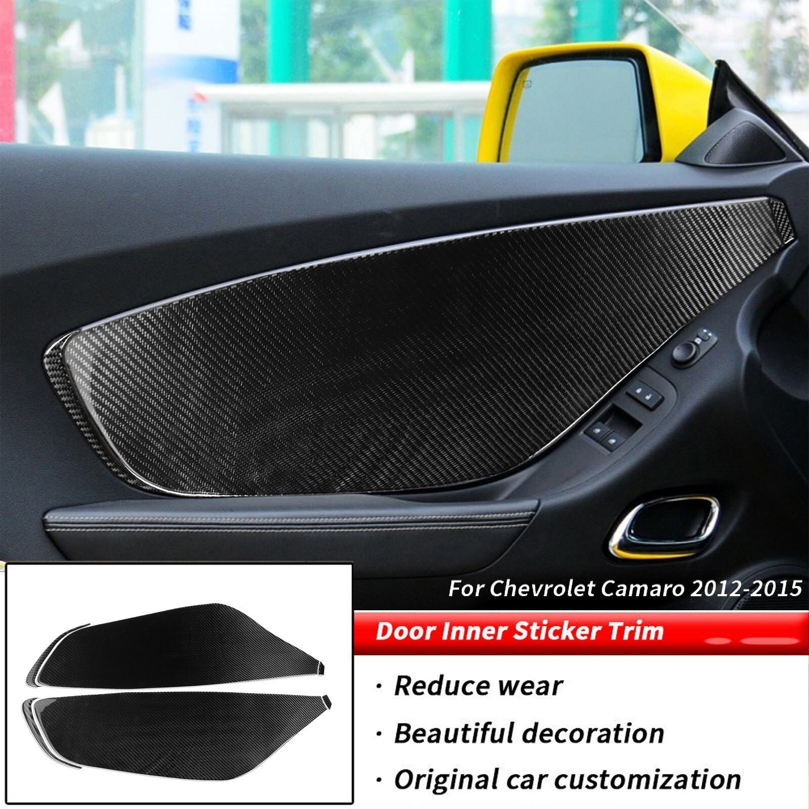 6x Real Carbon Fiber Interior Door Panel Cover Trim For Chevrolet Camaro 10-15