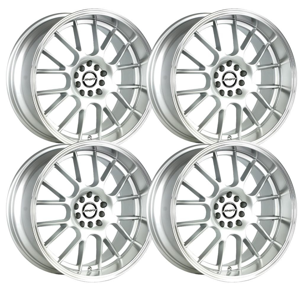 (Set-4) Shift Crank 18x8.5 5x114.3/5x120 30MM Silver Polished Lip wheels rims