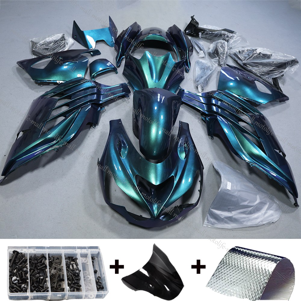 Chameleon Blue Green Fairing Kit For Kawasaki 12-23 Ninja ZX14R ZX1400 14R Body Chameleon Blue Green Fairing Kit For Kawasaki 12-23 Ninja ZX14R ZX1400 14R Body