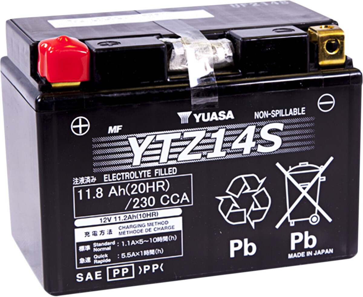Yuasa YTZ14S Factory Activated AGM Maintenance Free Battery 12V 230 CCA Yuasa YTZ14S Factory Activated AGM Maintenance Free Battery 12V 230 CCA