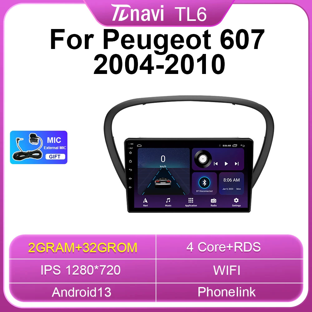 Android For Peugeot 607 2004-2010 Car Radio GPS Multimedia Video Player Screen
