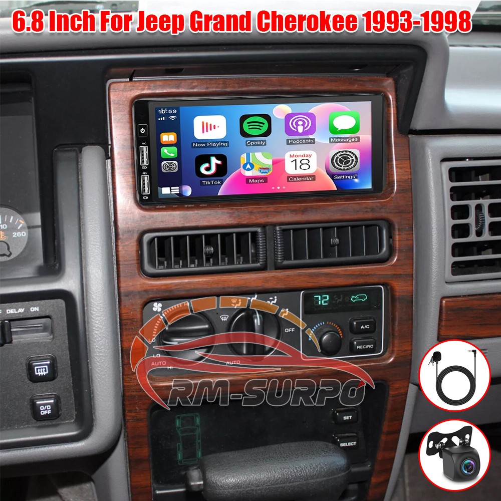 6.86\'\' For Jeep Grand Cherokee 1993-1998 Carplay Android 15 Car Stereo Radio GPS