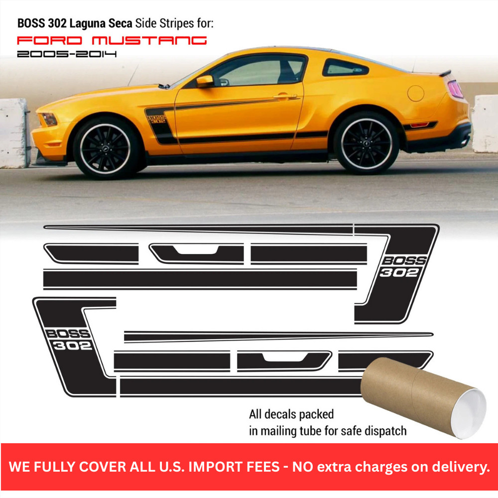 BOSS 302 Laguna Seca side stripes decals for Ford Mustang 2005 - 2014