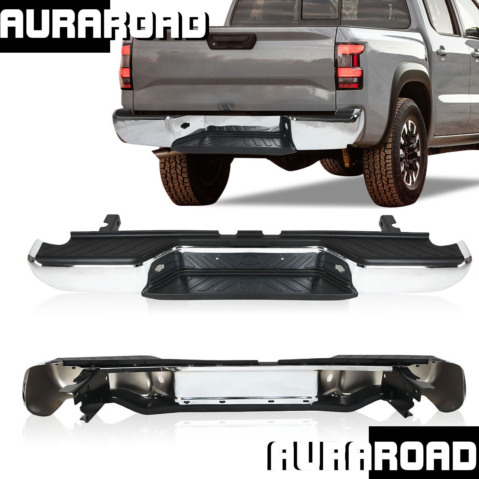 All Steel Rear Truck Bumper Assembly For 2005-19 Nissan Frontier No Sensor Hole