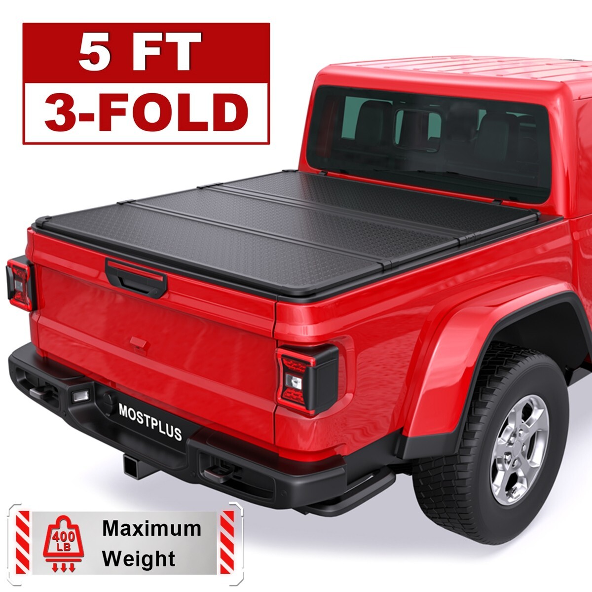 5FT Tri-Fold Hard Truck Bed Tonneau Cover For 2020-2026 Jeep Gladiator On Top 5FT Tri-Fold Hard Truck Bed Tonneau Cover For 2020-2026 Jeep Gladiator On Top