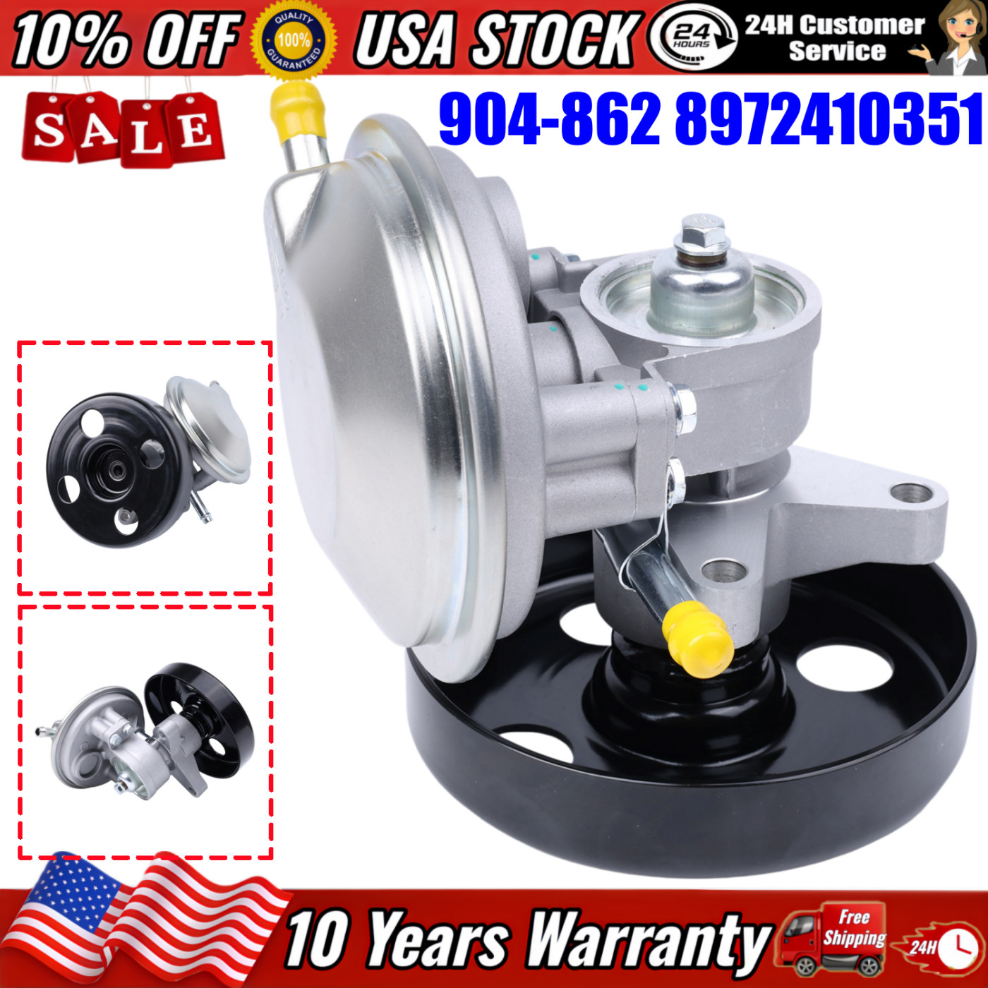 8972410351 New Vacuum Pump with Pulley 904-862 For 1995-2020 Isuzu NPR NPR-HD V8