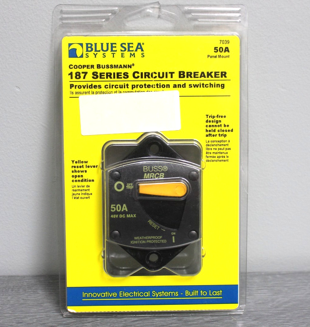 Blue Sea 7039 187 Series Circuit Breaker Panel Mount 50A MRCB Weatherproof. NEW