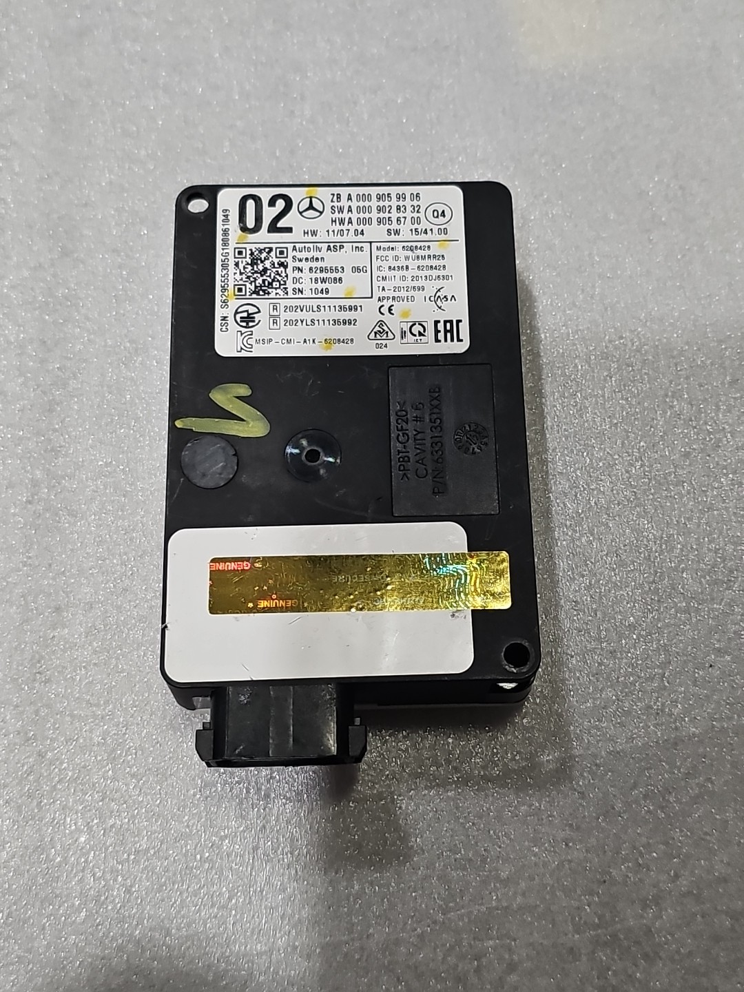 2017-19 Mercedes-Benz Blind Spot Radar Distance Unit Module A 000 905 99 06 