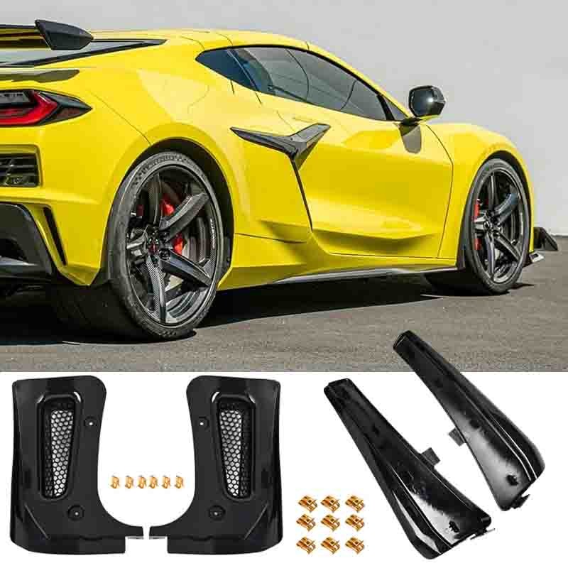 For Corvette C8 Z06 23-26 Gloss Black Front&Rear Extended Splash Guard Mud Flaps