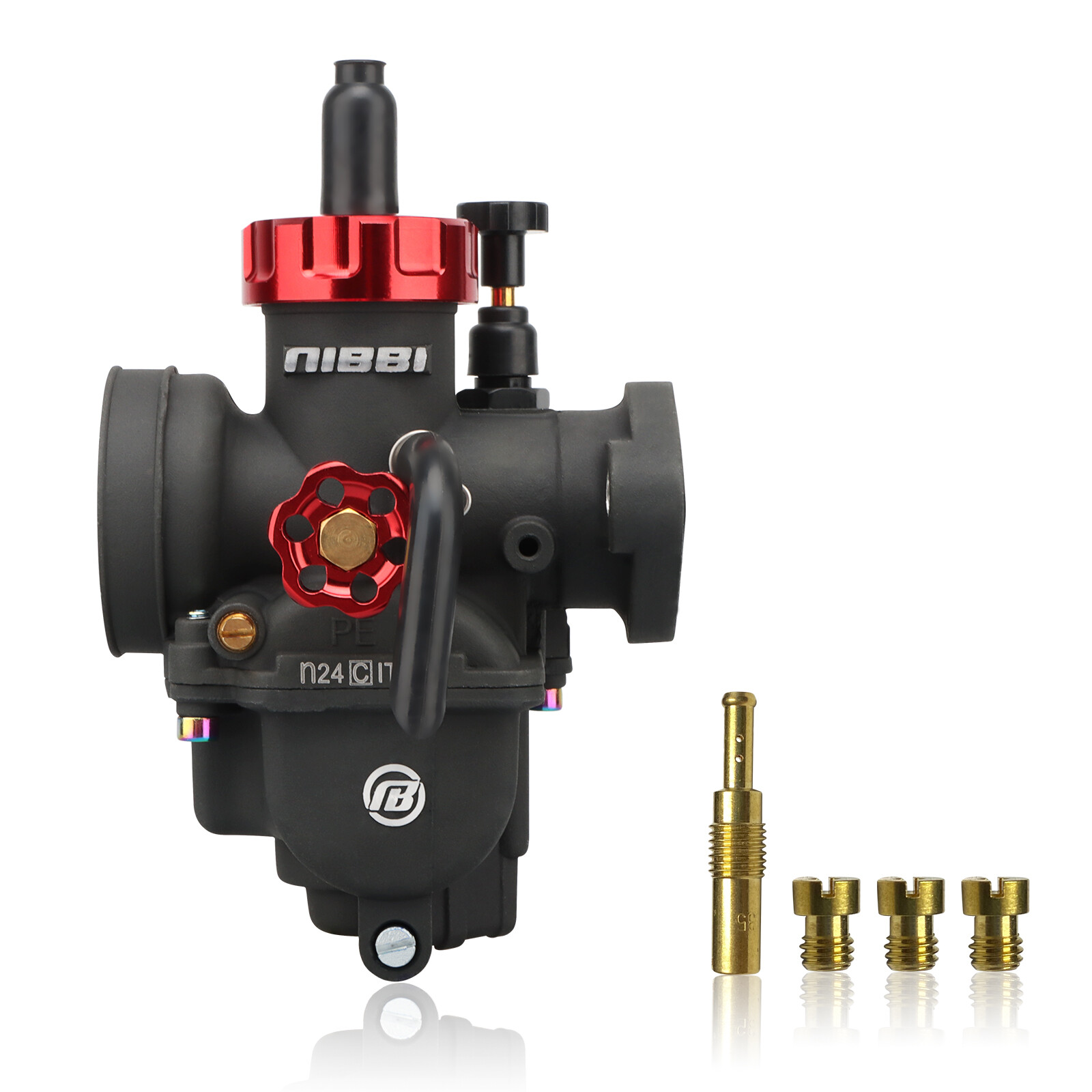 NIBBI Racing Motorcycle Carburetor PE 24mm Flange w/ Carb Jets For Dirt Pit Bike