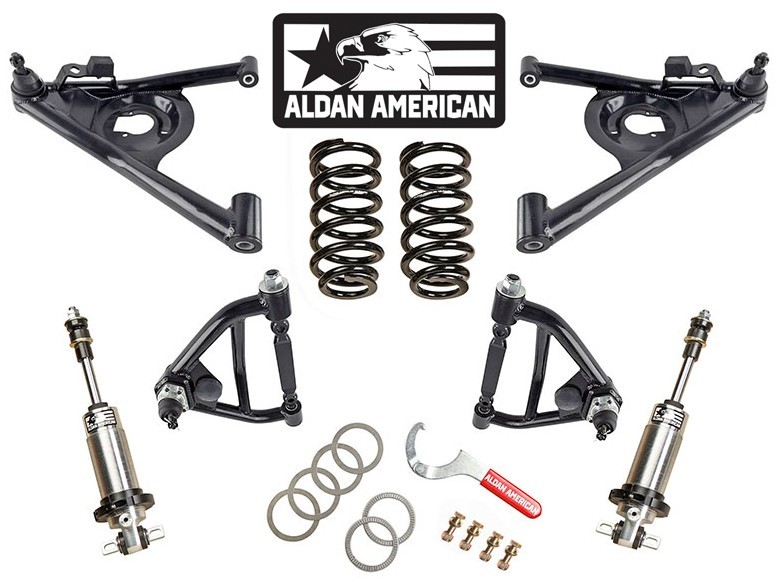 1970-81 Chevy Camaro Front Coilover Suspension Kit, SBC, Single Adj, Aldan