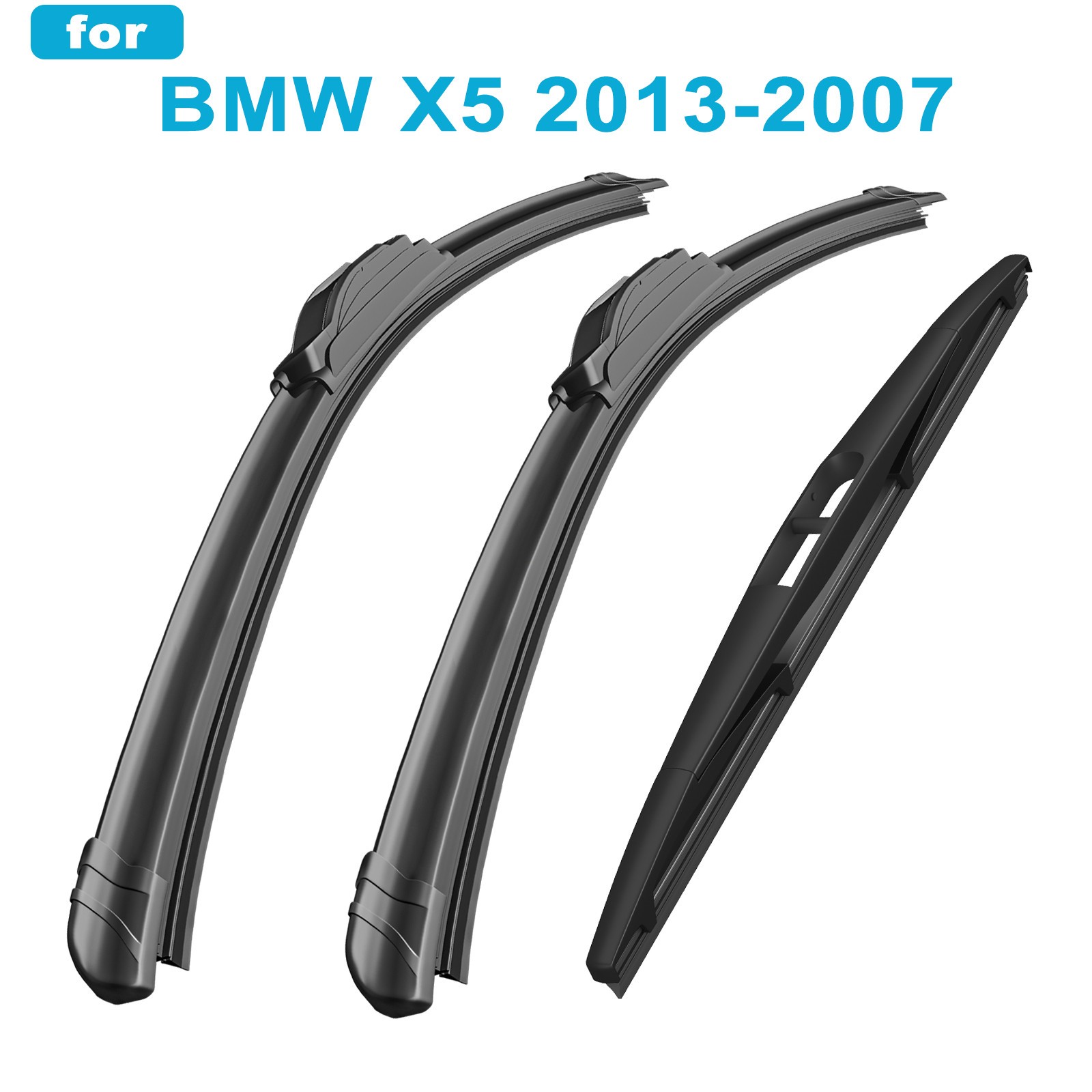 For BMW X5 2013‑2007 Front and Rear Windshield Wiper Blades All-season Set of 3