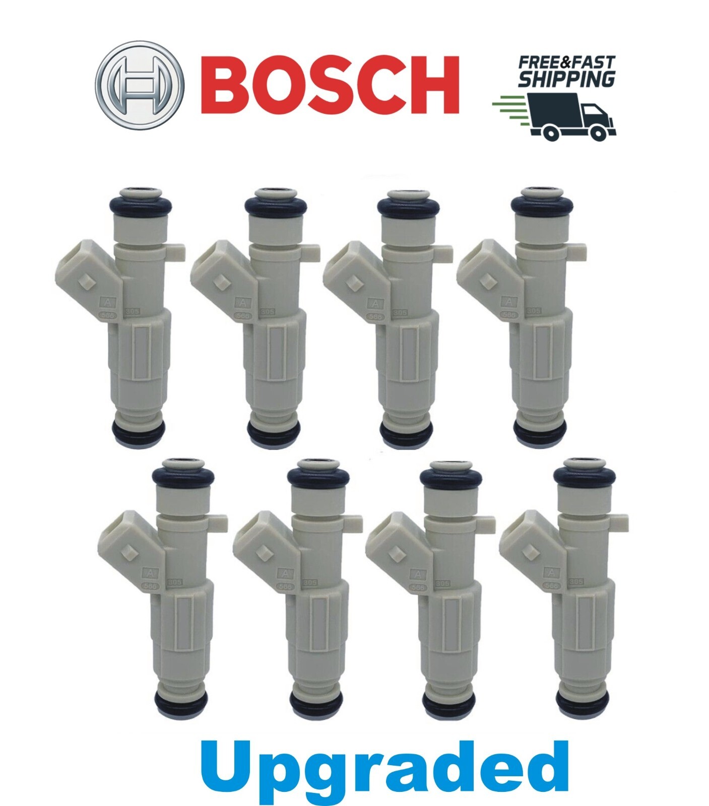 UPGRADED OEM 4 hole III GEN Bosch x8 Fuel Injectors for 1985-1997 Ford 5.0L 5.8L UPGRADED OEM 4 hole III GEN Bosch x8 Fuel Injectors for 1985-1997 Ford 5.0L 5.8L