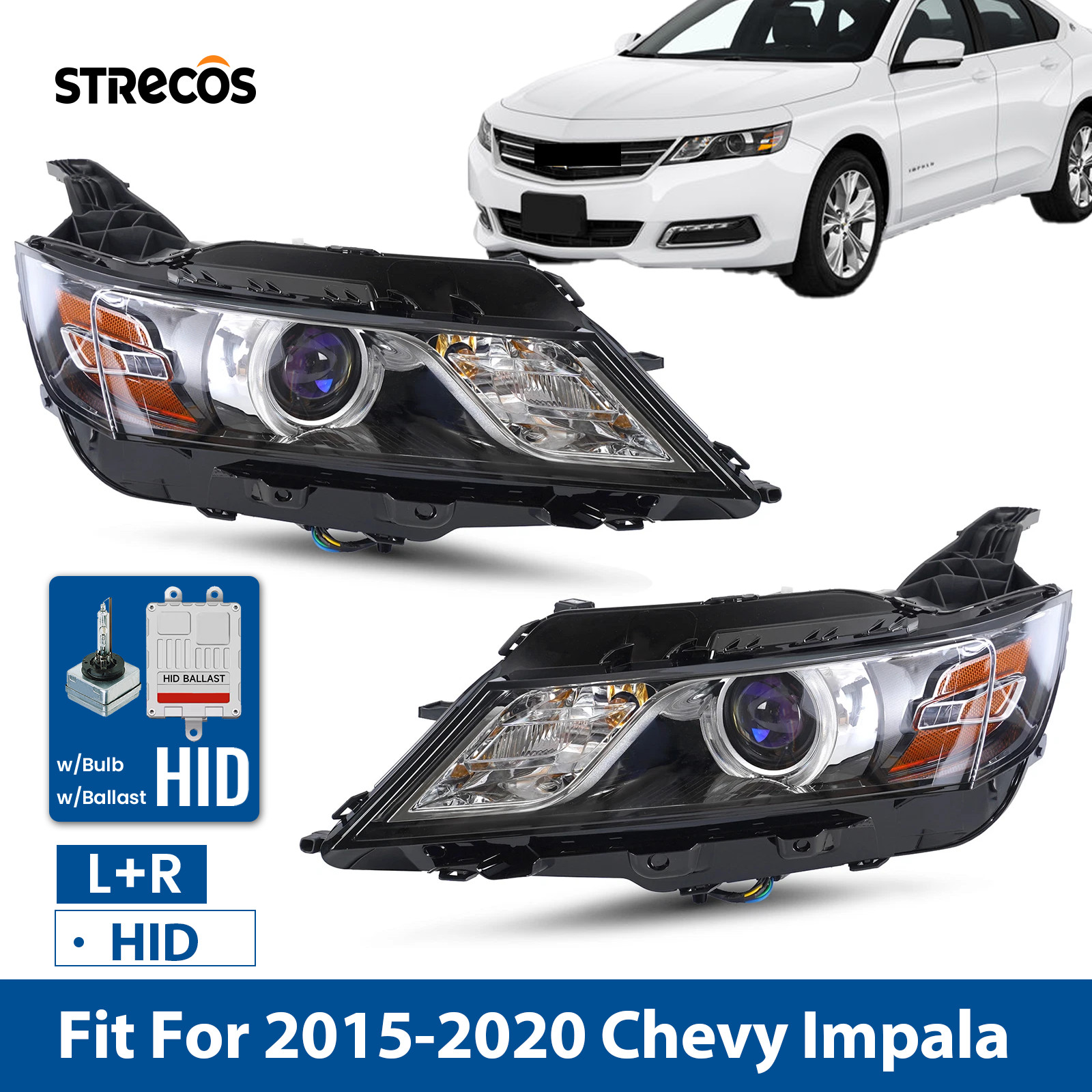 For 2014-2020 Chevy Impala HID/Xenon Headlight w/Ballast w/Bulb Left+Right Pair For 2014-2020 Chevy Impala HID/Xenon Headlight w/Ballast w/Bulb Left+Right Pair