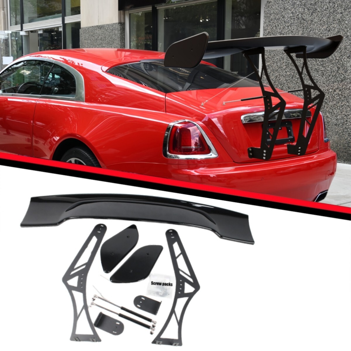 FOR 2014-21 ROLLS-ROYCE WRAITH ADJUSTABLE GT RACING SPOILER TRUNK CHASSIS MOUNT