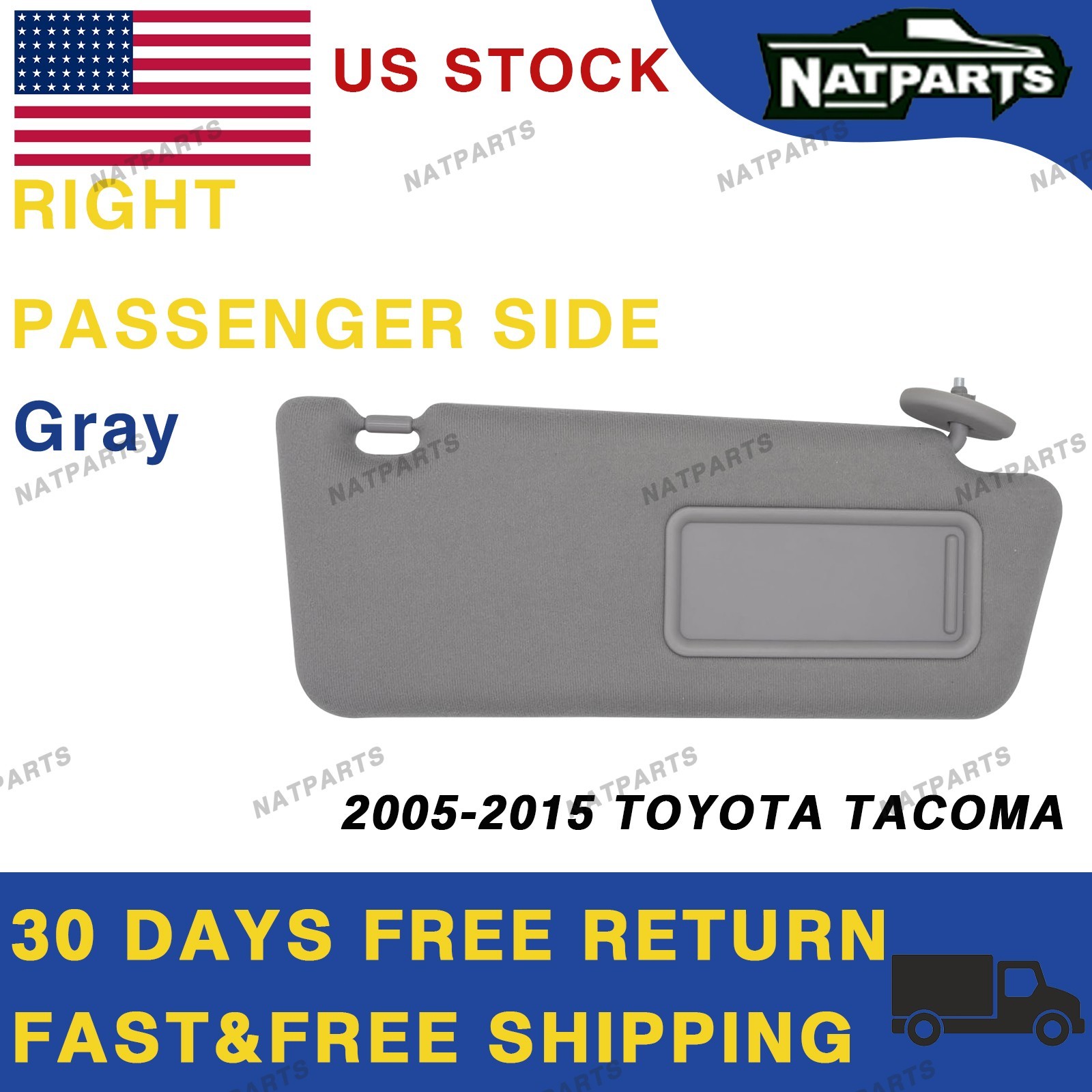 05-15 Toyota Tacoma Right Passenger Side Sun Visor W/O Light 74320-04181-B0 05-15 Toyota Tacoma Right Passenger Side Sun Visor W/O Light 74320-04181-B0