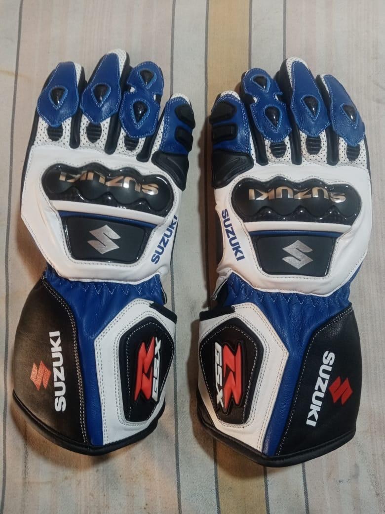 Suzuki Leather Motorcycle Racing Gloves Protective Gear with Knuckle Protection