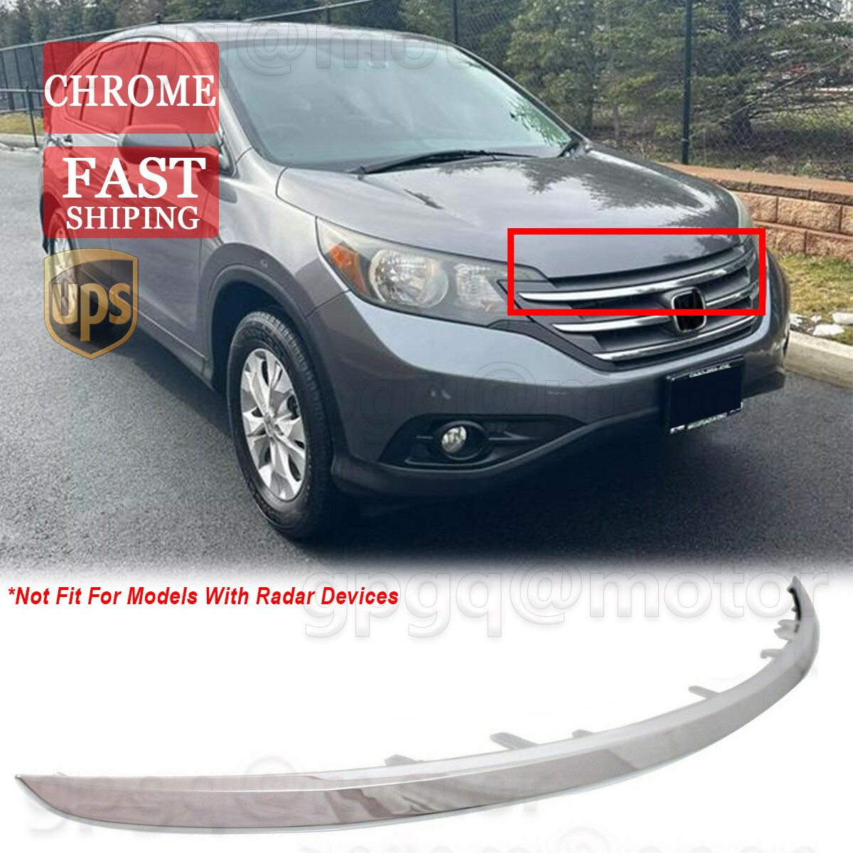 For Honda CR-V 2012-2014 Chrome Front Grille Trim Grill Upper Molding HO1217107