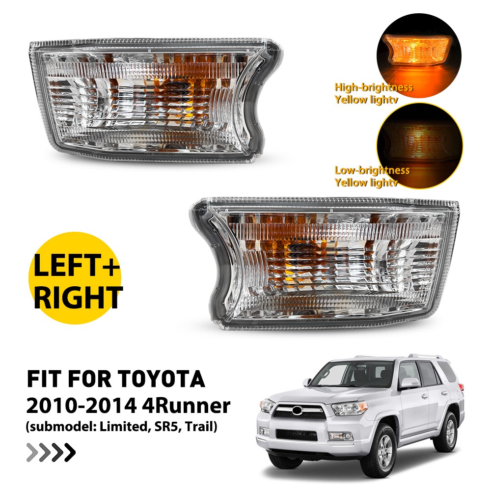 Pair Front Bumper Clear Turn Signal Lights Lamps For 2010-2014 Toyota 4Runner