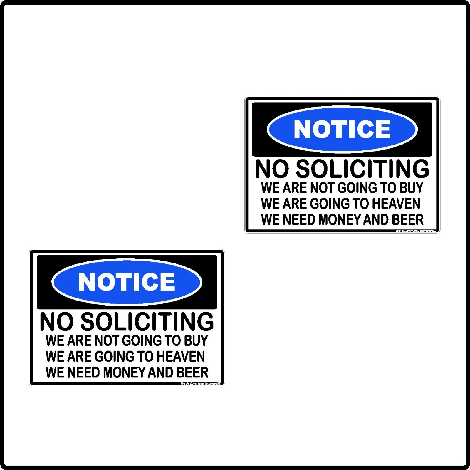 2pk Notice We Need Money Beer No Soliciting Hard Hat Laptop Funny Sticker Decal