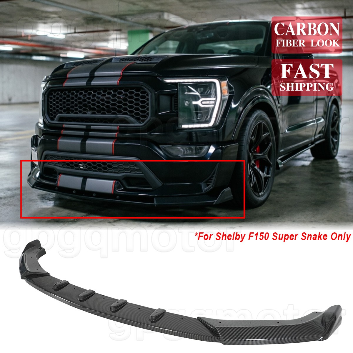 For Ford F-150 Super Snake Shelby 21-2024 MX Style Carbon Fiber Front Bumper Lip