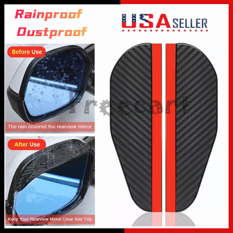 2Pcs Carbon Fiber Car Rear View Side Mirror Rain Board Eyebrow Guard Sun Visor
