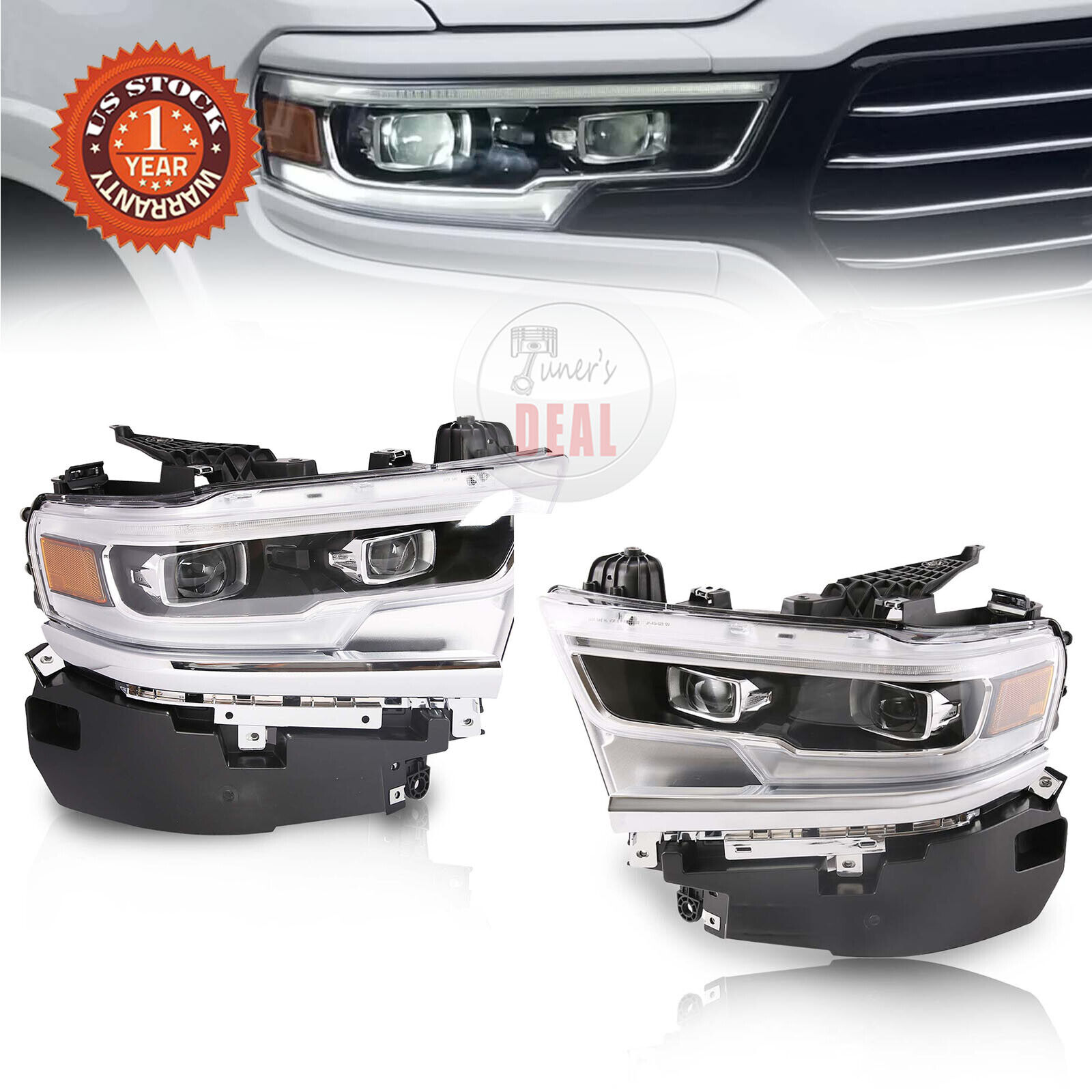 Full LED Headlight Assembly Dual Projector Right&Left Side For 2019-22 Ram 1500