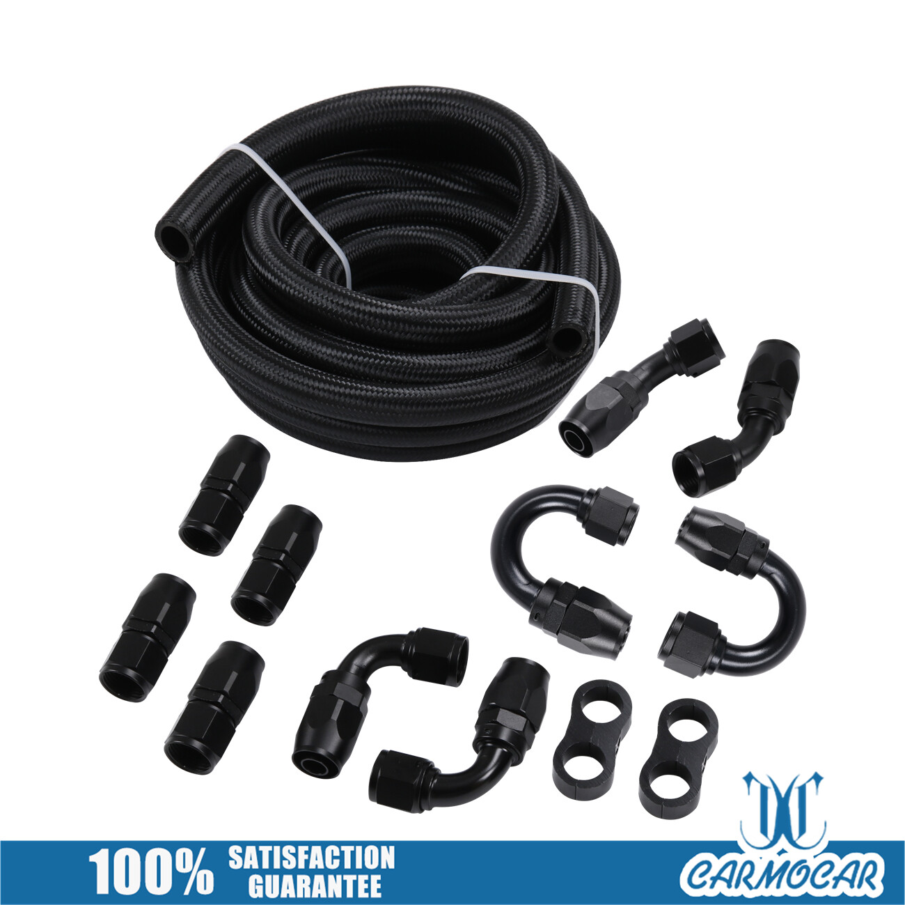 10AN Oil Fuel Hose Fitting Hose Separator Clamp Kit 20Ft Braided Fuel Line