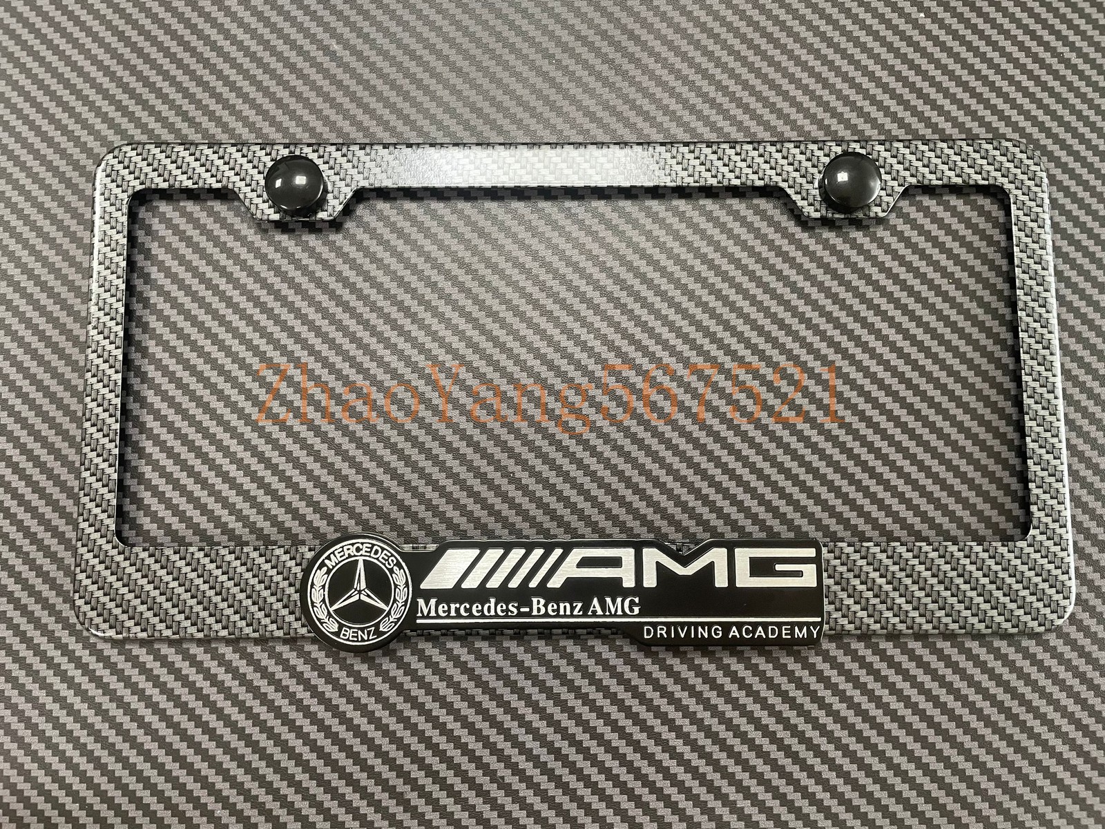 1x AMG 3D Emblem (metals Carbon Fiber Style) License Plate Frame 1x AMG 3D Emblem (metals Carbon Fiber Style) License Plate Frame