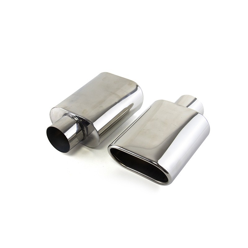 2 Pieces Stainless Steel Exhaust Tip Rolled Oval Slant 2.5