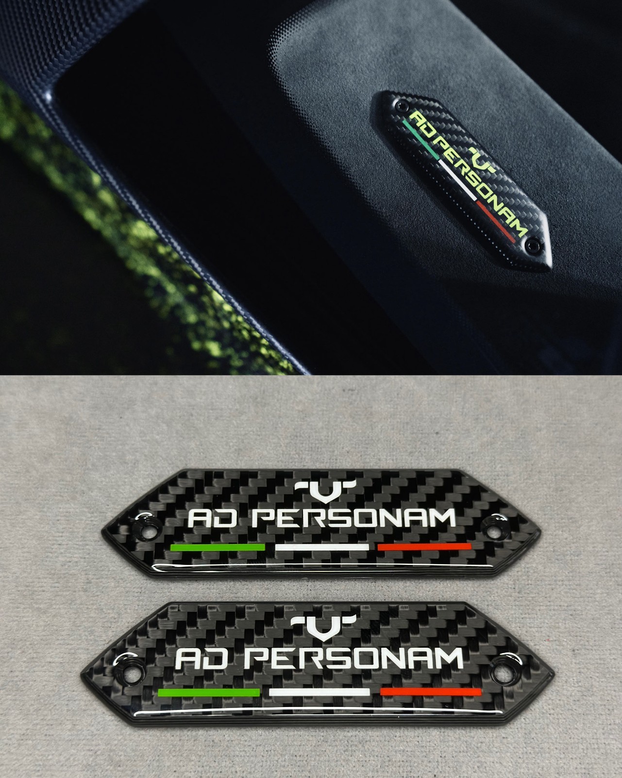 for Aventador AD PERSONAM carbon pillar emblem badges set interior LP700-4