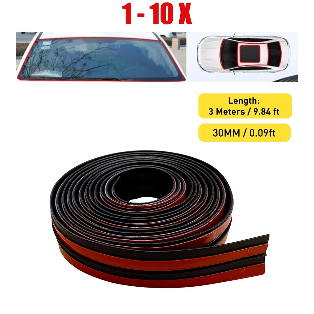 1-10 Roof Windshield Rubber Seal Strip Trim 30MMx3M T-shape Edge Protector Guard