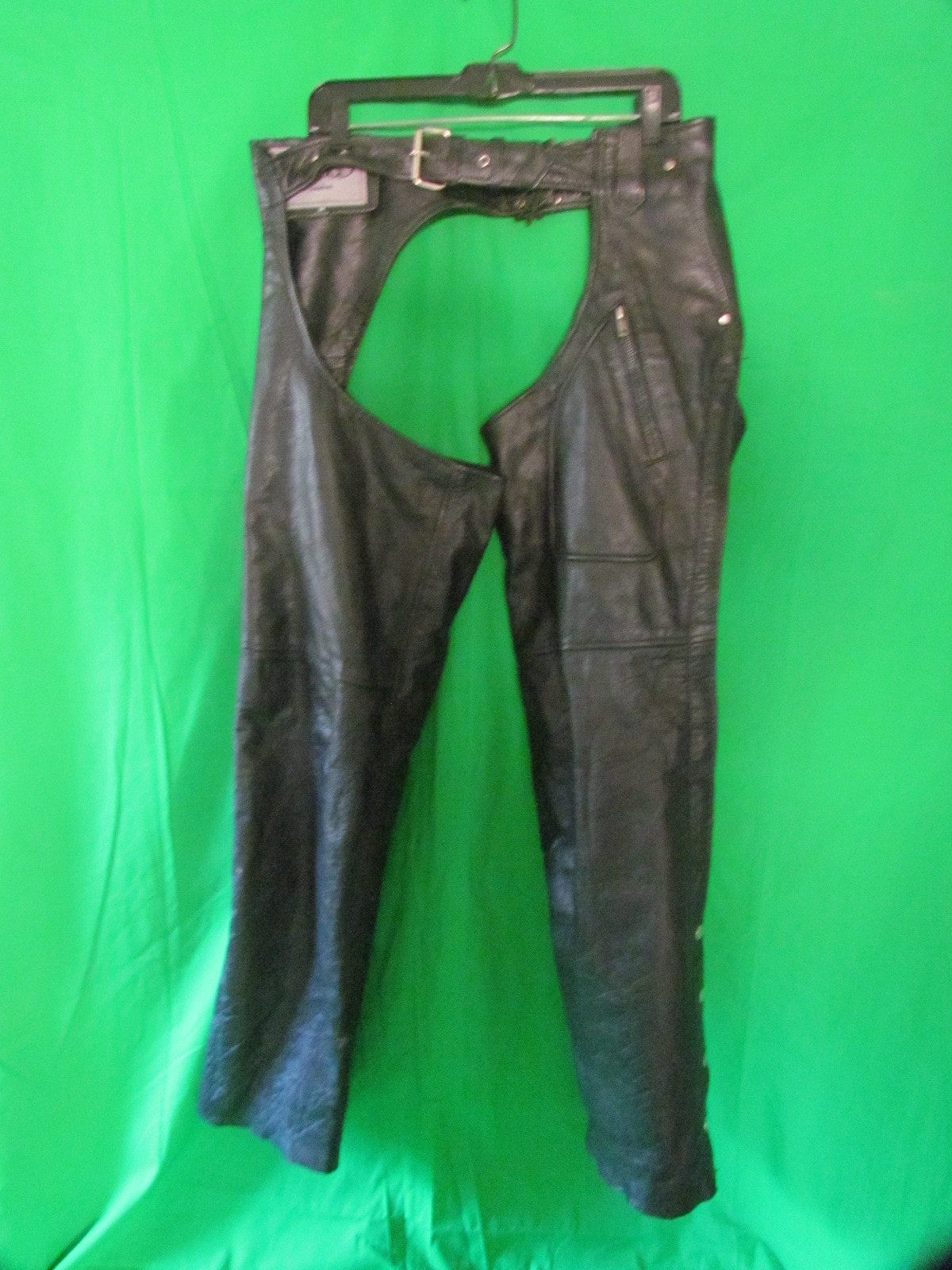 Unik Premium Leather Chaps Motorcycle Biker Black Mens Size M Nice Condition Unik Premium Leather Chaps Motorcycle Biker Black Mens Size M Nice Condition
