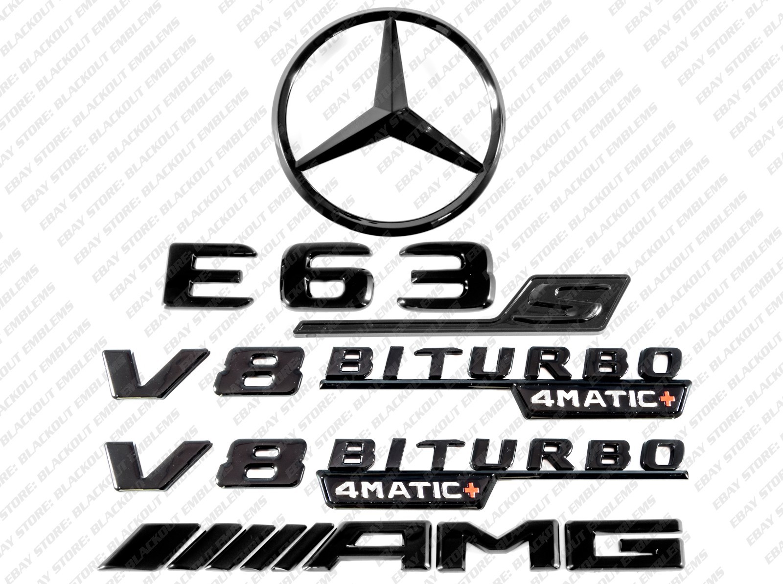 New Gloss Black Emblems Star for Mercedes-Benz E63s V8 Biturbo 4Matic+ AMG W213