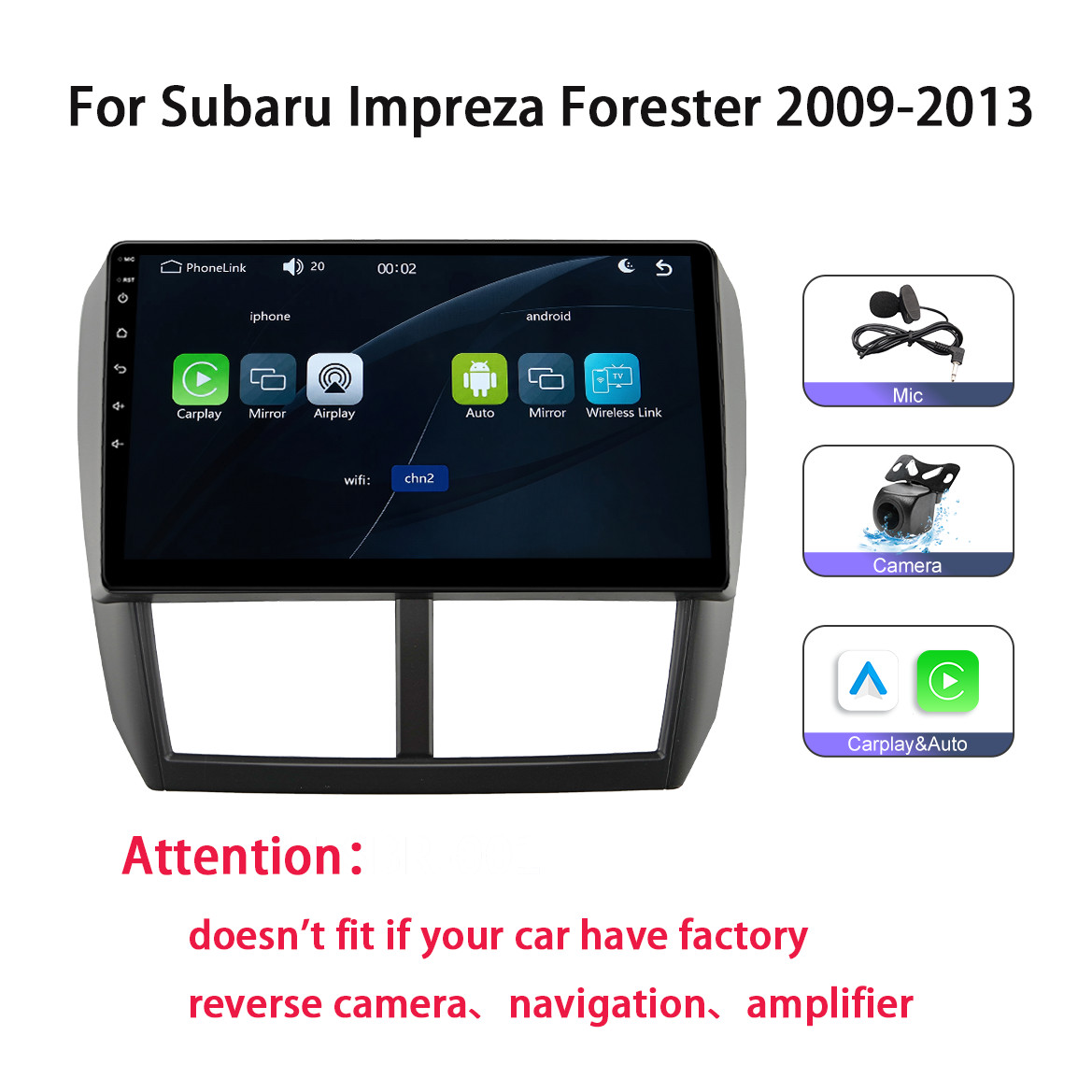 Carplay Android Auto Stereo For Subaru Impreza Forester 2009-2013 Linux System