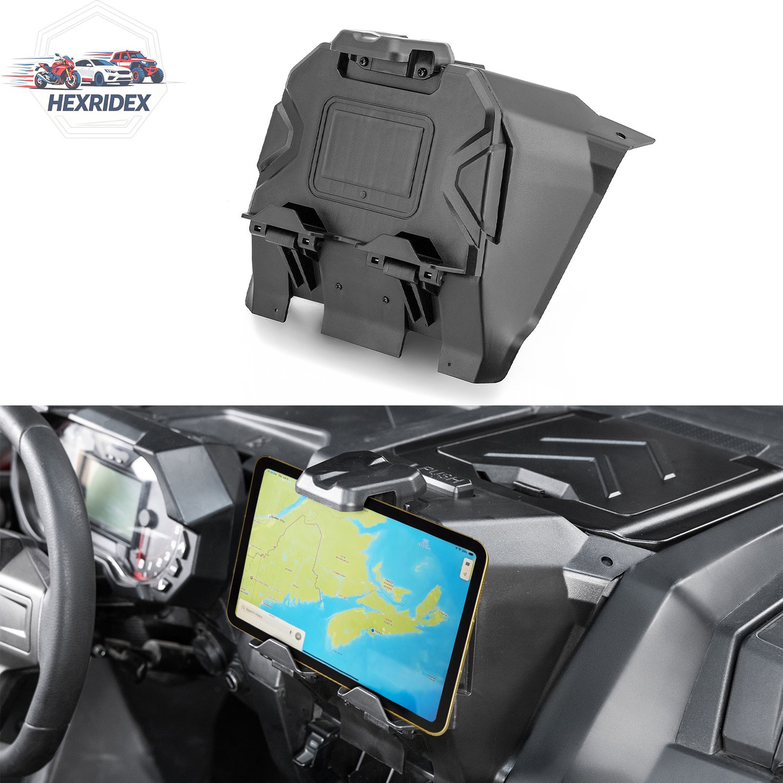 Electronic Device tablets Mount with Storage Box Fit Polaris RZR PRO R/4 2022-24