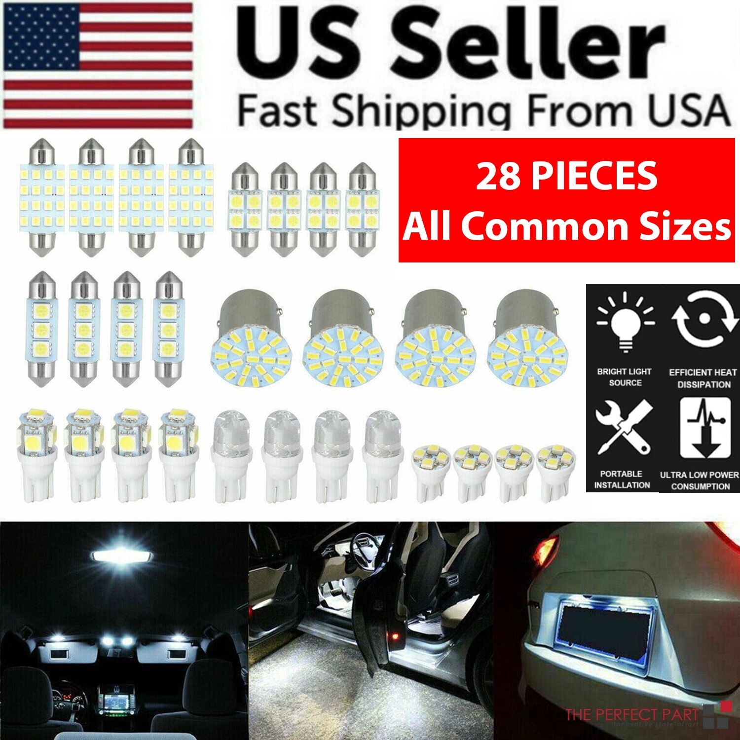 28pcs Car Interior White Combo LED Map Dome Door Trunk License Plate Light Bulbs 28pcs Car Interior White Combo LED Map Dome Door Trunk License Plate Light Bulbs