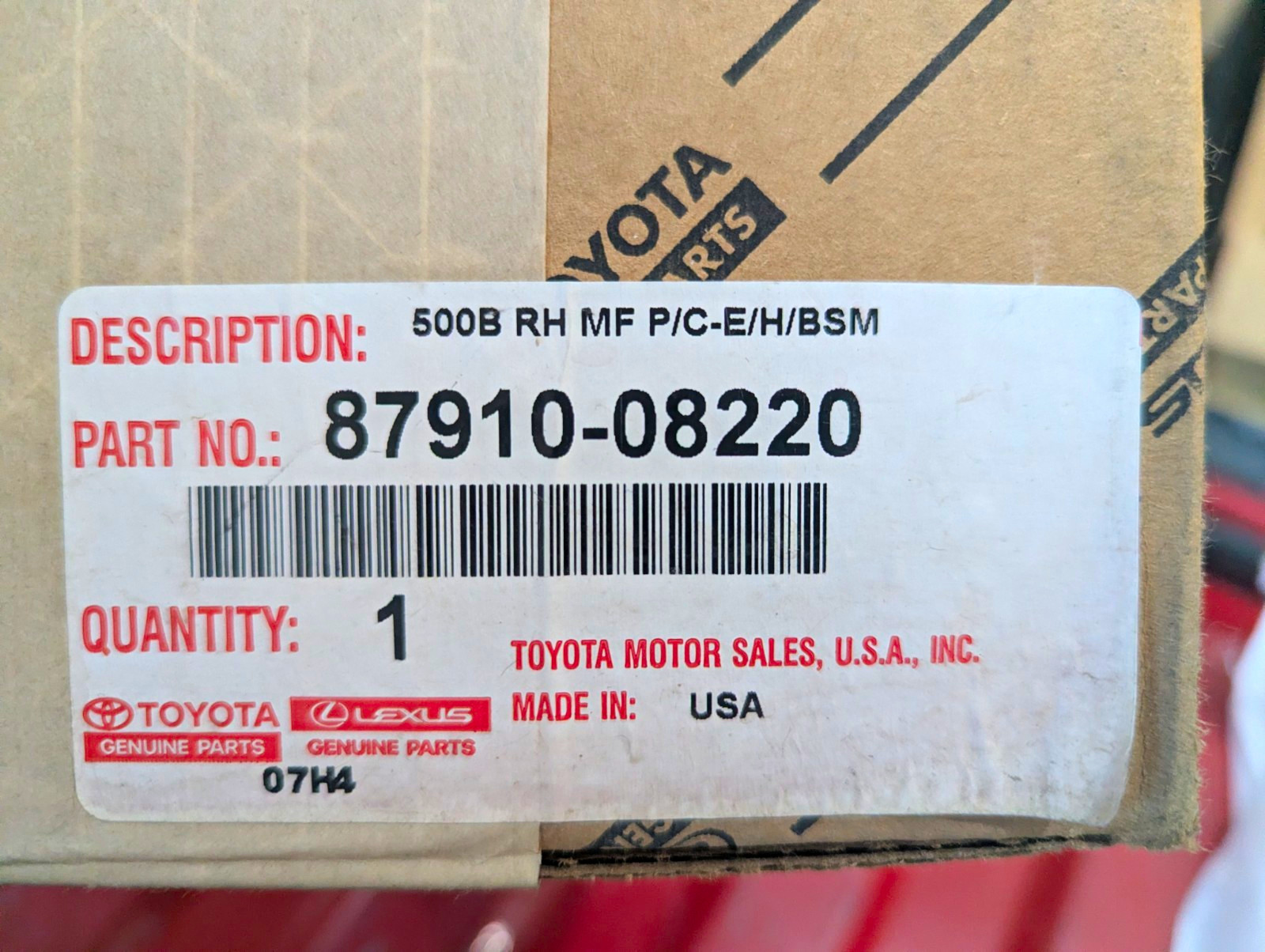 2021 - 2024 Toyota Right Hand Outer Mirror Assembly OEM
